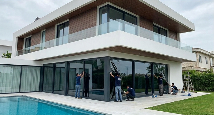 Buzlu ve dekoratif cam filmi uygulaması